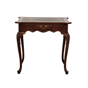 Cherry Game Table With Black Leather Top