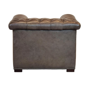 Grey Leather Channel Tufted Chair