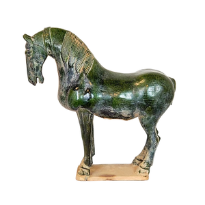 Green Terra Cotta Horse Sculpture