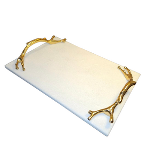 Marble Tray With Brass Handles