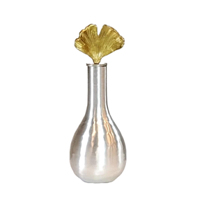 Silver Bottle With Gold Leaf Stopper