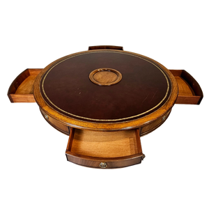 Round Games Table with Leather Top