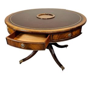 Round Games Table with Leather Top