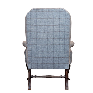 Wing Chair In Grey Plaid