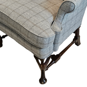 Wing Chair In Grey Plaid