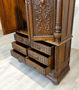 Henry II Armoire and Oak Cabinet