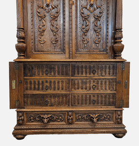 Henry II Armoire and Oak Cabinet