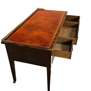 Antique English Mahogany Desk with Red Leather Top