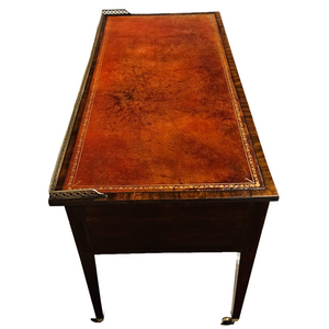 Antique English Mahogany Desk with Red Leather Top