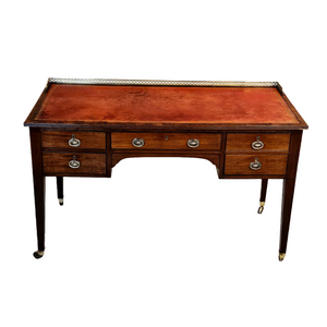 Antique English Mahogany Desk with Red Leather Top