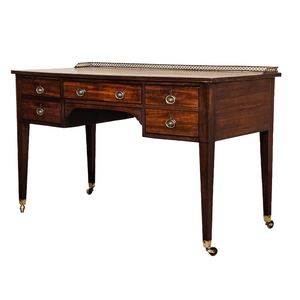 Antique English Mahogany Desk with Red Leather Top