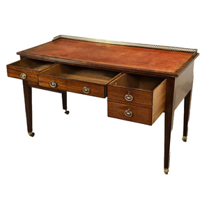 Antique English Mahogany Desk with Red Leather Top